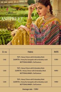 Eba Lifestyle Ashpreet Vol 2 Chinon With Embroidery Designer Suit Catalog