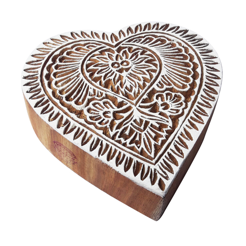 Large Heart Wooden Block Printing Stamps