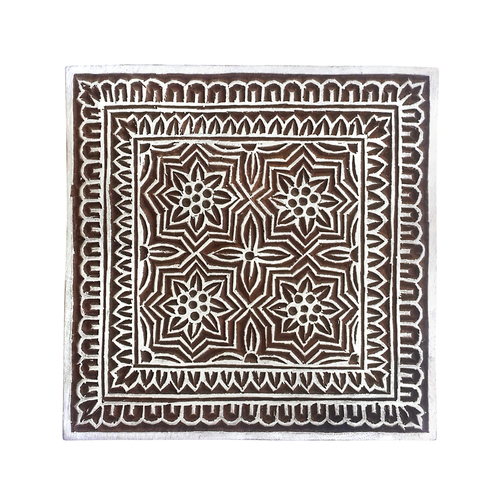 4 Inch Large Square   Wooden Block Printing Stamps