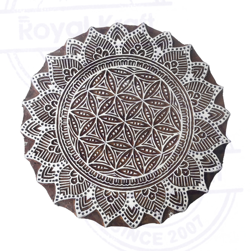 6 Inch Large Round Wooden Block Printing Stamps