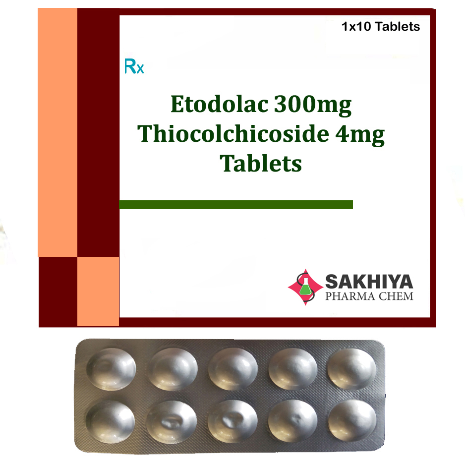 Etodolac 300mg + Thiocolchicoside 4mg Tablets