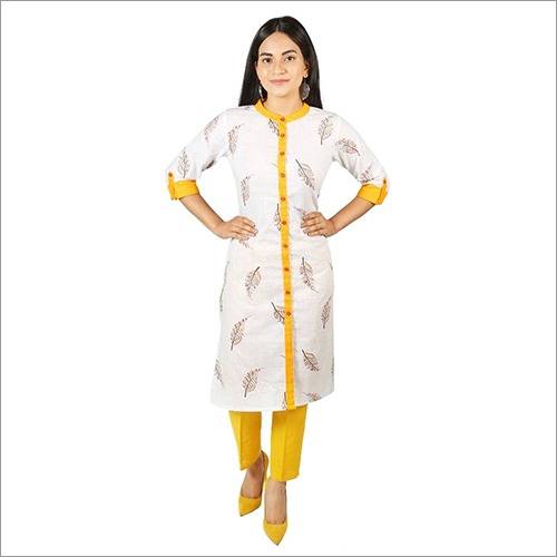 White Cotton Kurti For Girls - Comfortable Fit, Elegant Design, Classic Ivory Color | Ideal For Everyday Wear, Perfect For Various Occasions