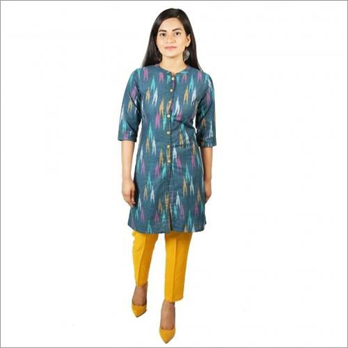 Women Dark Green Cotton Kurti - Cotton Material, Regular Fit, Elegant Dark Green Color | Ideal for Casual Wear and Comfortable Daily Use