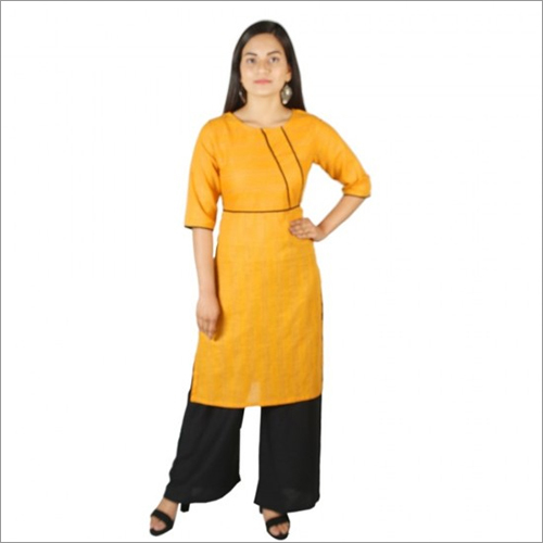 Women Yellow Cotton Kurti - Cotton, Regular Fit, Vibrant Yellow Color | Lightweight, Breathable Fabric for Comfort