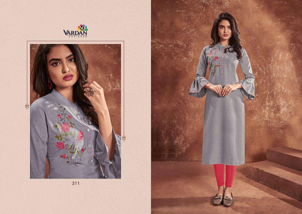 Vardan Designer Cloud Cotton With Embroidery Work Kurti Catalog