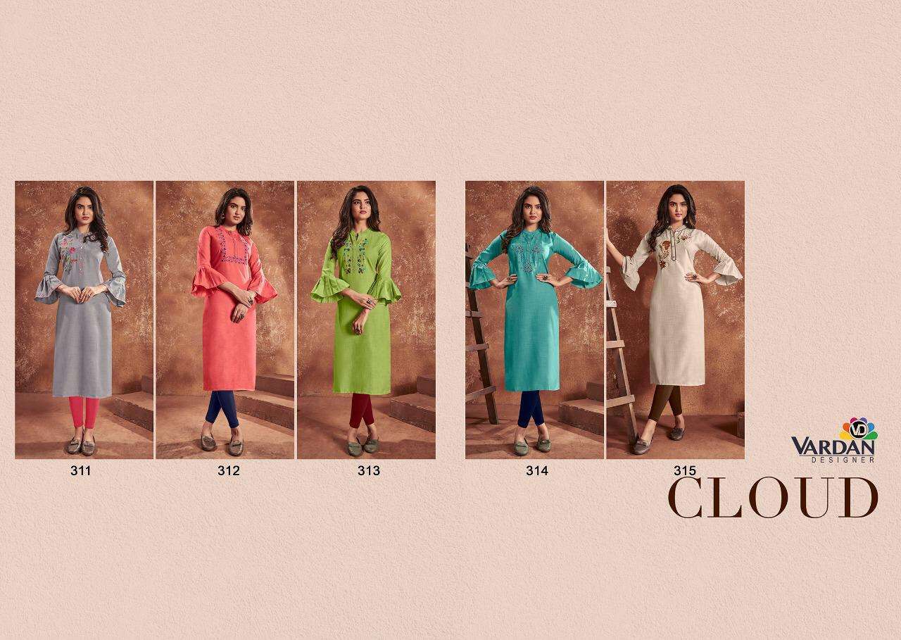 Vardan Designer Cloud Cotton With Embroidery Work Kurti Catalog