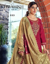 Triple Aaa Khwahish Vol 3 Prampara Silk With Khatli Work Dress Material Catalog