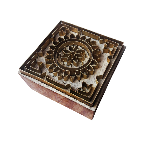 Square Brass Wooden Block Printing Stamps