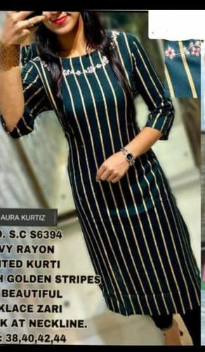 Rayon Aari Work Selfie Kurti Bust Size: 38