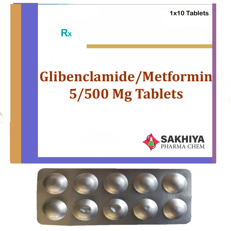 Glibenclamide 5mg + Metformin 500mg Tablets