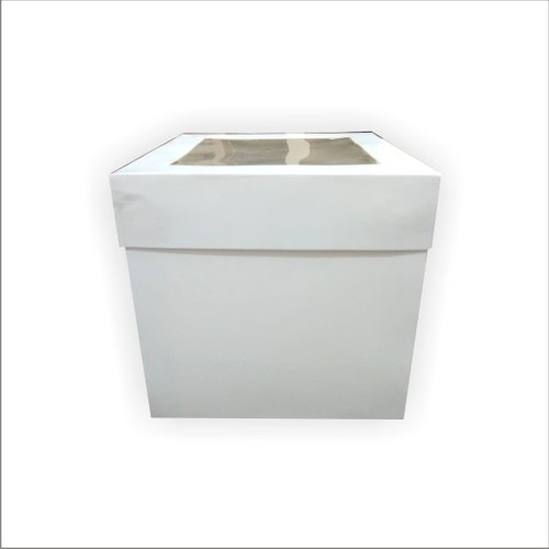 Tall Cake Box - Plastic Material, Sizes 8x8x8 to 14x14x12 inches, White Color - Rectangular Shape, Matte Lamination Finishing for Food Packaging