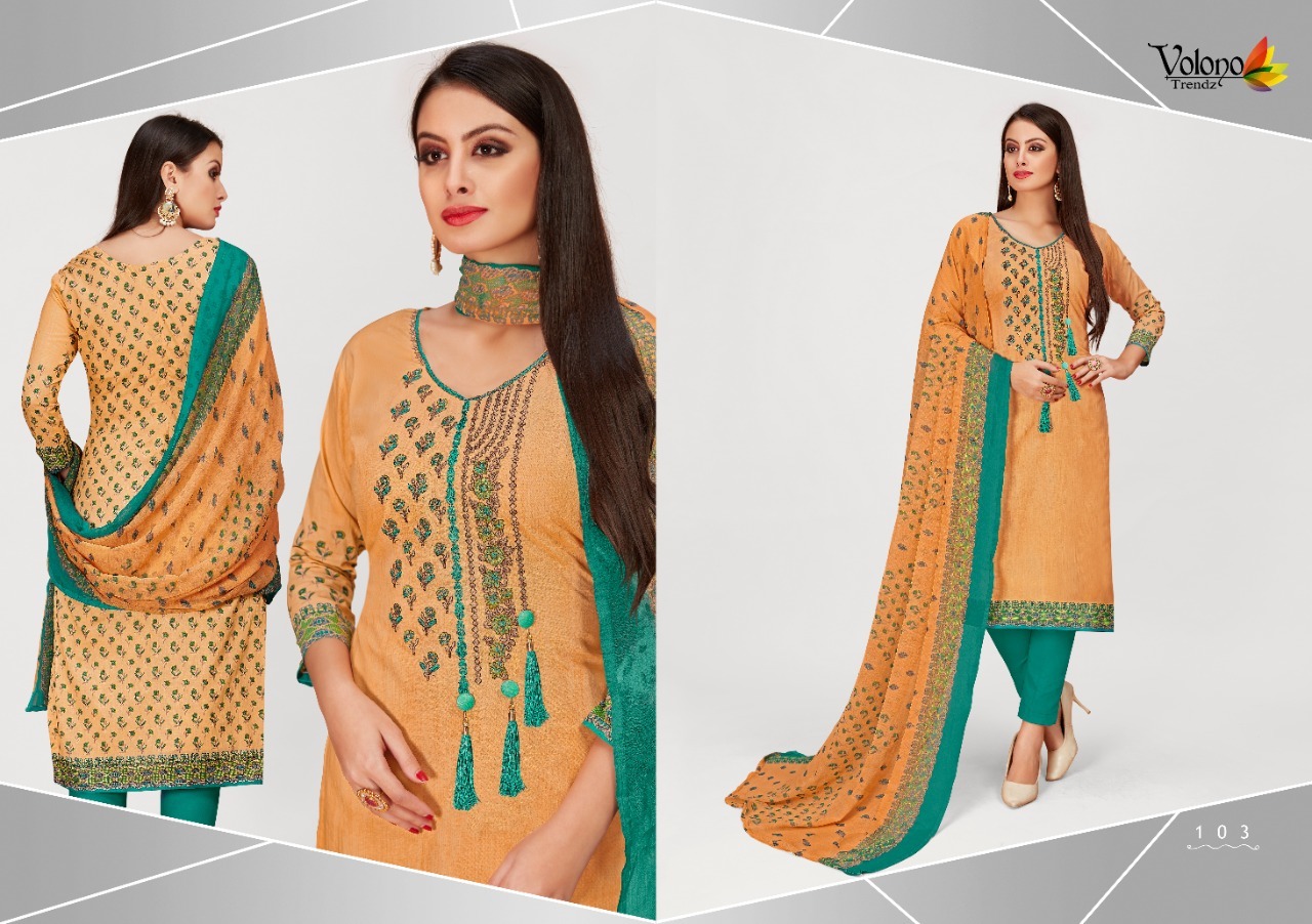 Volono Trendz Rangrez Vol 1 Cotton Print With Embroidery Dress Material Catalog