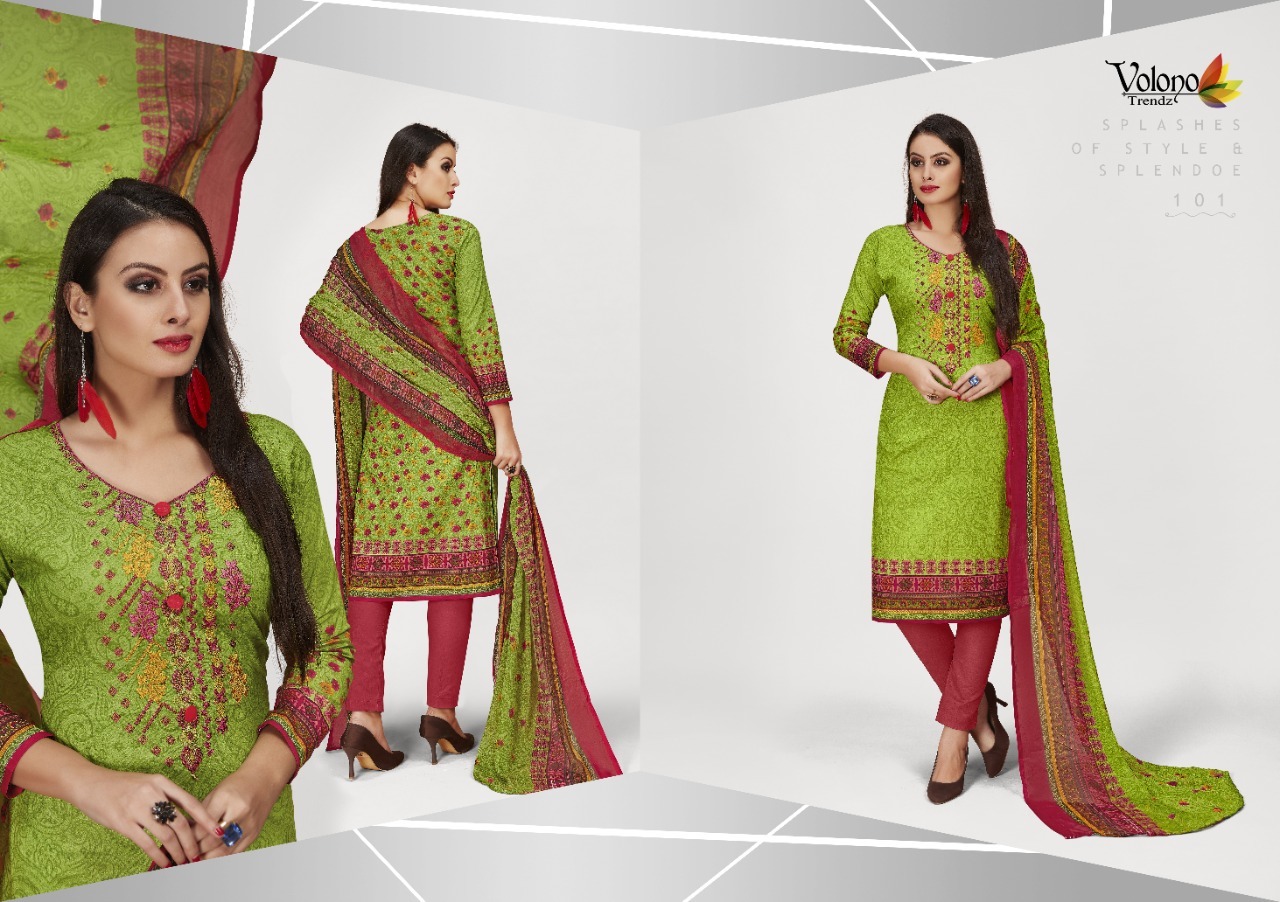 Volono Trendz Rangrez Vol 1 Cotton Print With Embroidery Dress Material Catalog