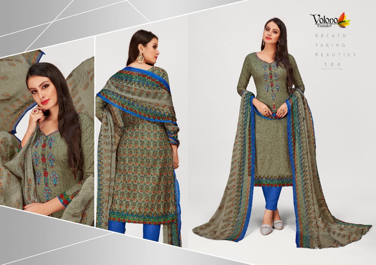 Volono Trendz Rangrez Vol 1 Cotton Print With Embroidery Dress Material Catalog