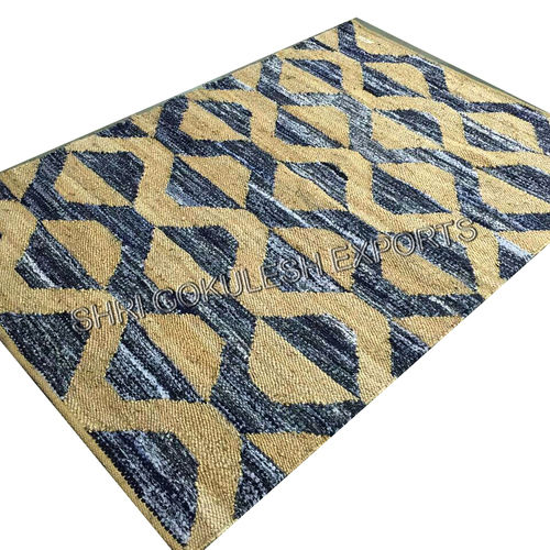 Indian Designer Natural Fibre Jute Hemp Rugs For Living Room Floor Decoration Carpets Back Material: Woven Back