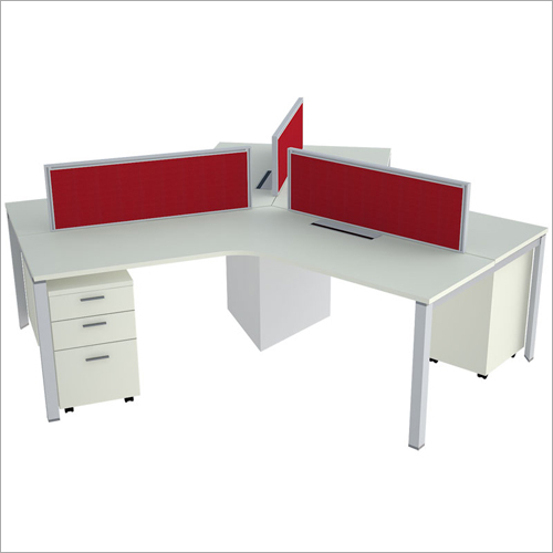 120 Degree Office Table - Wooden Natural Finish | Handmade Artwork Eco-Friendly Durable Powder Coated Steel Frame