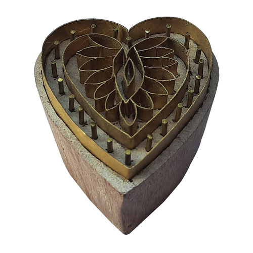 Heart Brass  Wooden Block Printing Stamps