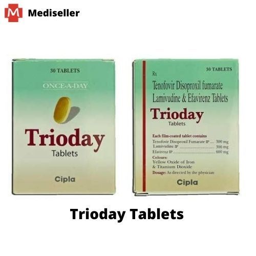 Trioday Tablet Ingredients: Lamivudine (300Mg) + Tenofovir Disoproxil Fumarate (300Mg) + Efavirenz (600Mg)