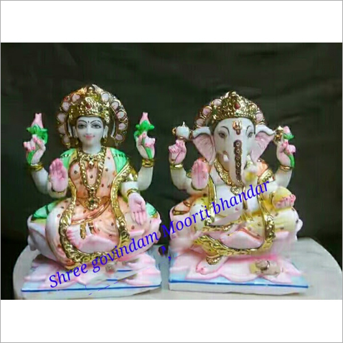 Marble Laxmi And Ganesh Statue Set