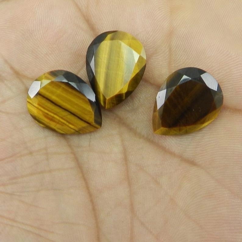 5x8mm Tiger Eye Faceted Pear Loose Gemstones