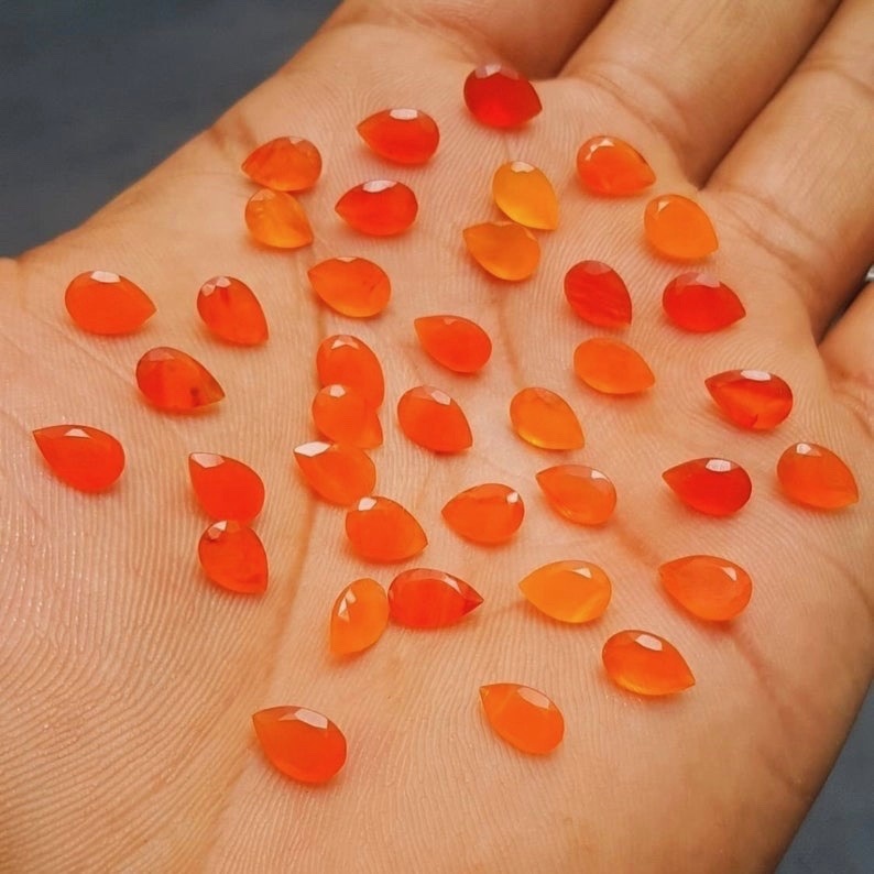 4x6mm Carnelian Faceted Pear Loose Gemstones