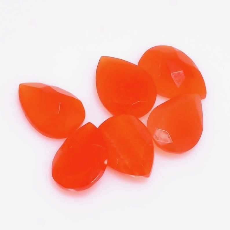 5x7mm Carnelian Faceted Pear Loose Gemstones
