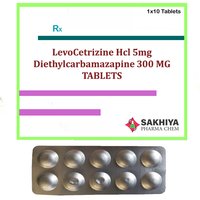 Levocetirizine Hcl 5mg + Diethylcarbamazine 300mg Tablets