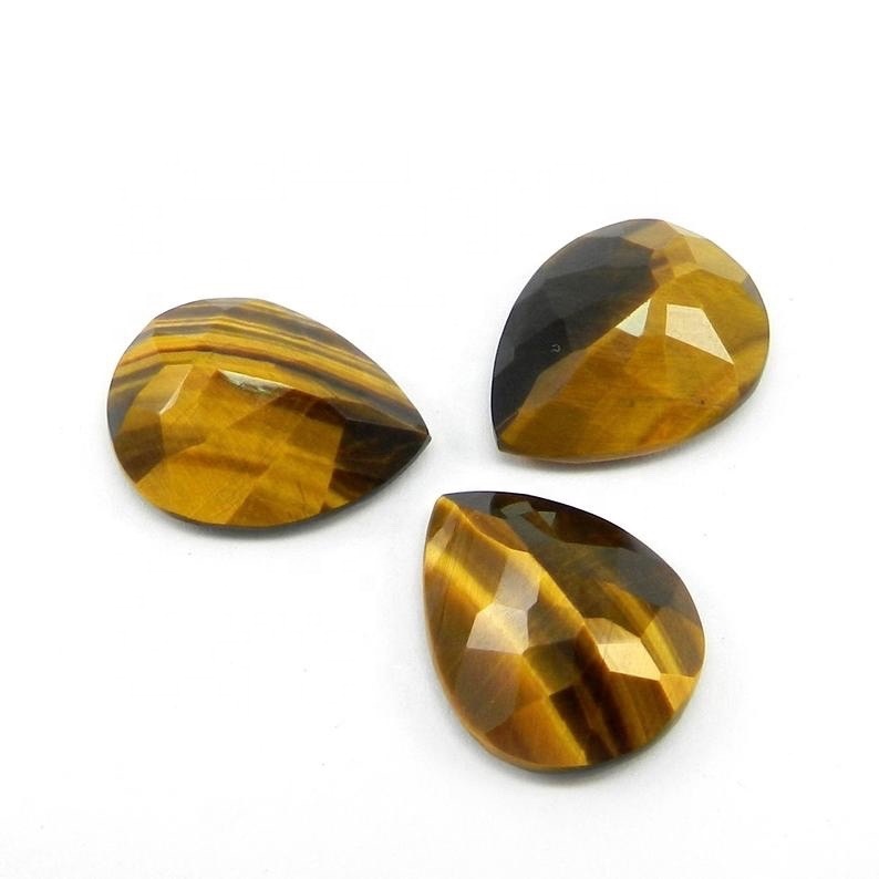 8x12mm Tiger Eye Faceted Pear Loose Gemstones