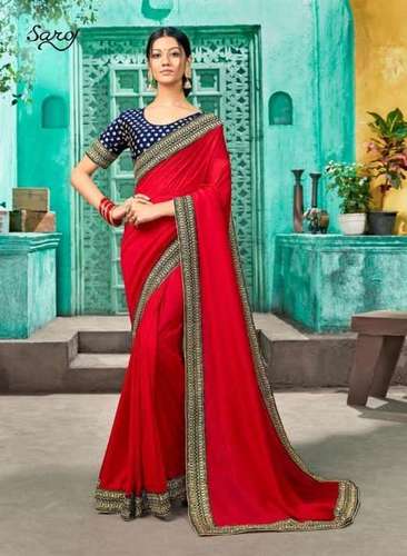 Multi Color Saroj Textile Shagun Vichitra Silk With Heavy Border Saree Catalog