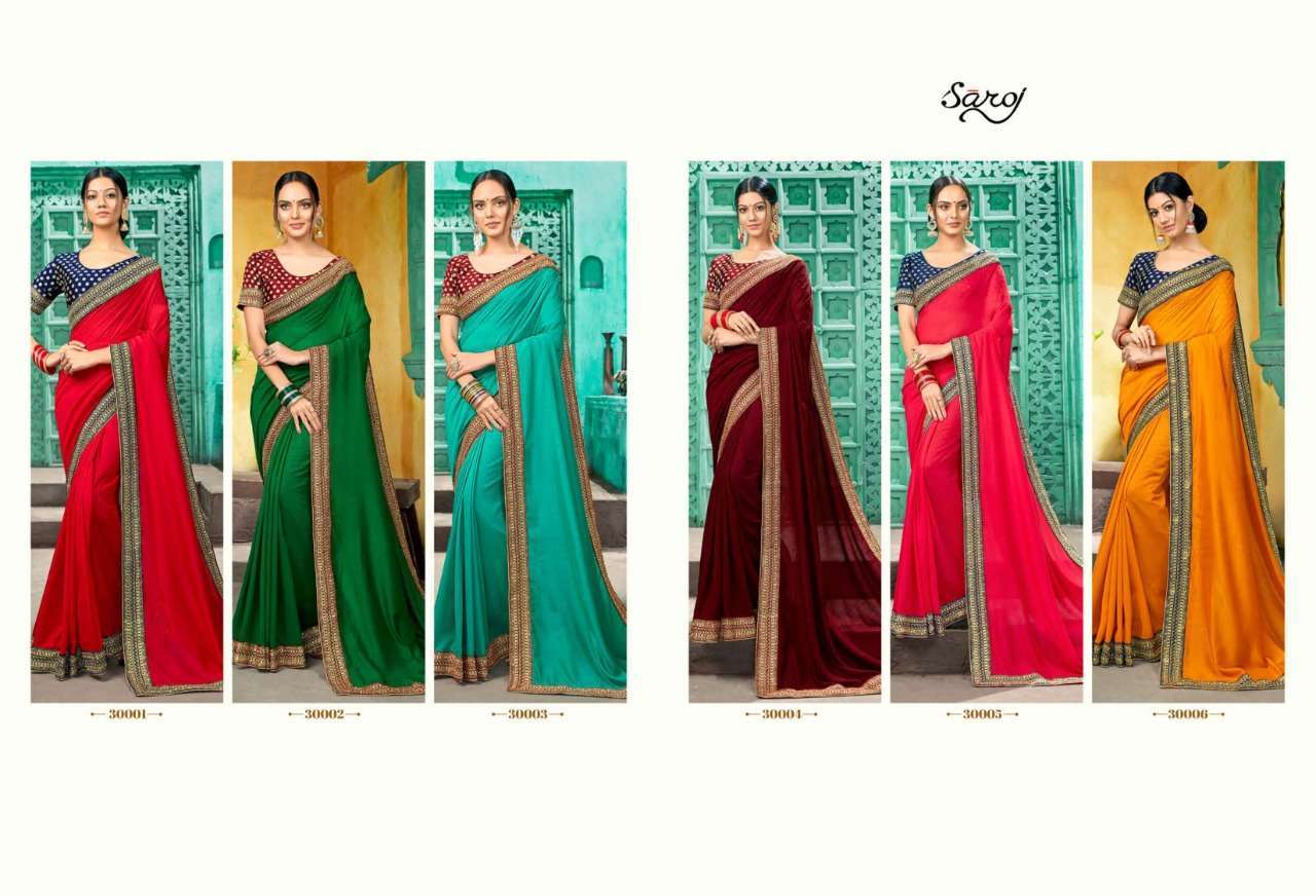 Saroj Textile Shagun Vichitra Silk With Heavy Border Saree Catalog