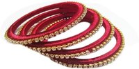 Yuktha Eternals Silk Thread Bangles - Shiny Style Wraps, Assorted Colors With White Stone Accents | Best For Daily Use, Ideal For Makeup