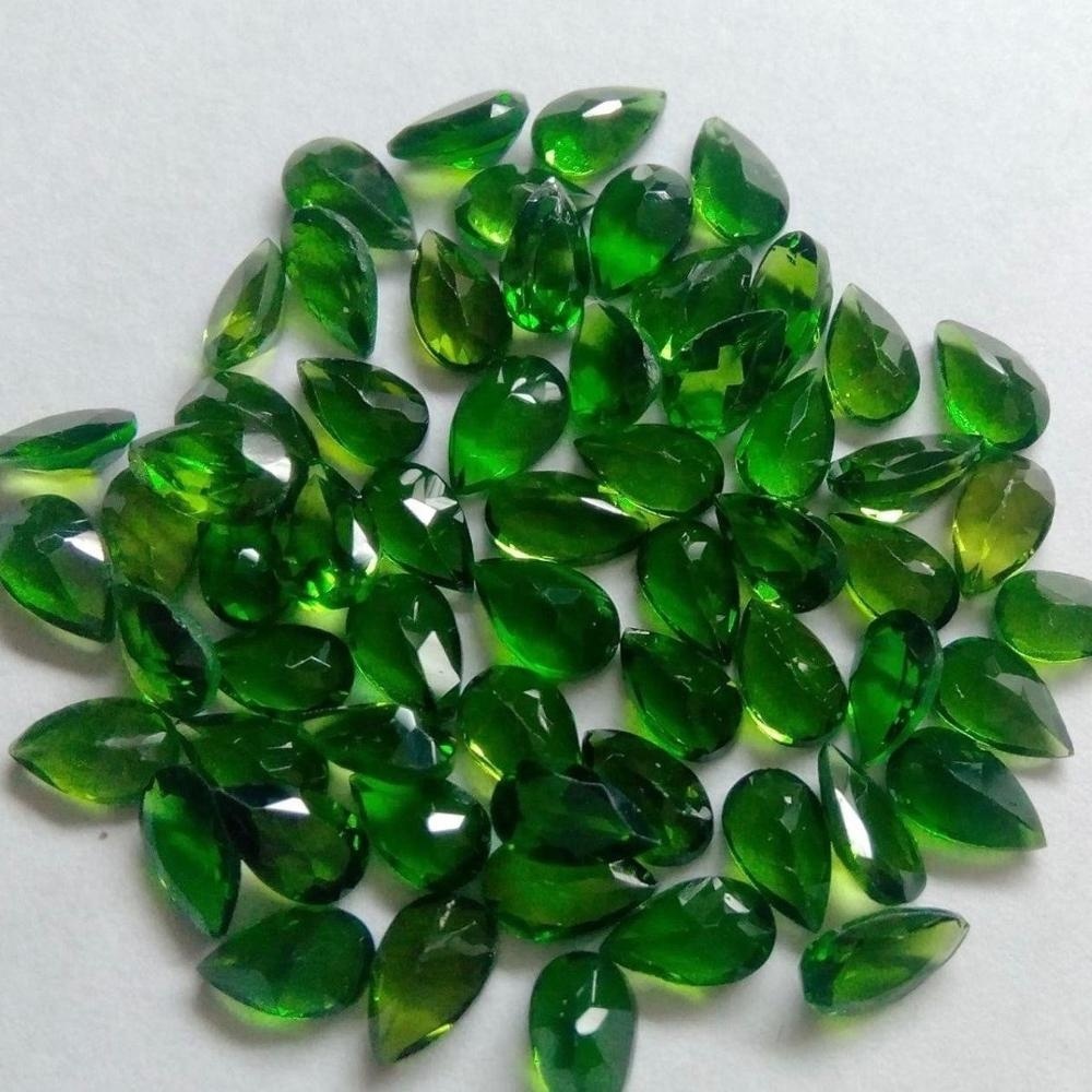 3x5mm Charome Diopside Faceted Pear Loose Gemstones