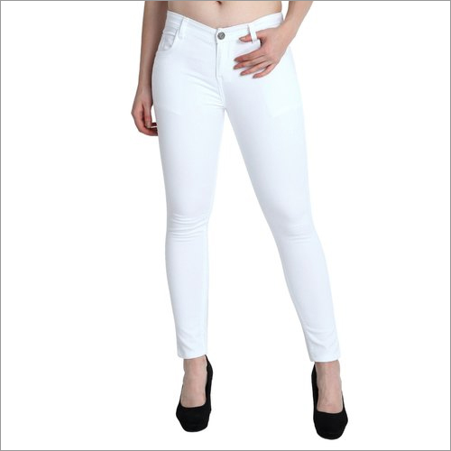 ZXN Clothing Ladies Premium Stretchable Slim Fit White Denim Jeans