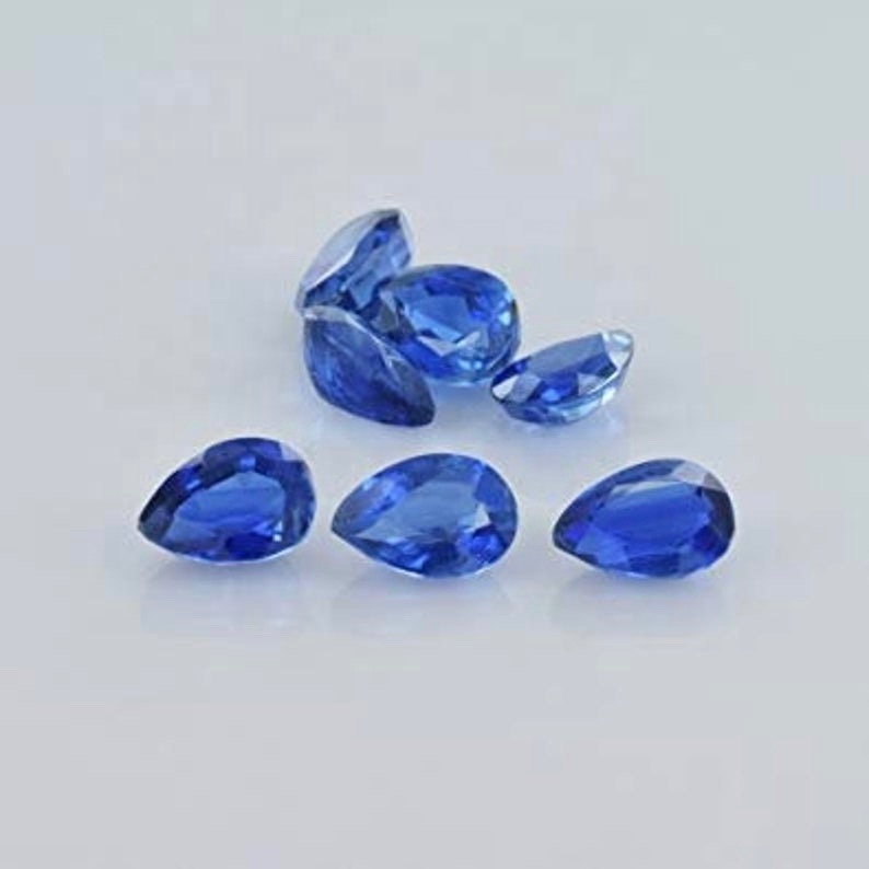 7x10mm Blue Kyanite Faceted Pear Loose Gemstones