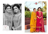 Triple Aaa Kesar Vol 5 Jam Silk With Embroidery Work Dress Material Catalog