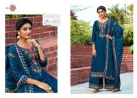 Triple Aaa Kesar Vol 5 Jam Silk With Embroidery Work Dress Material Catalog
