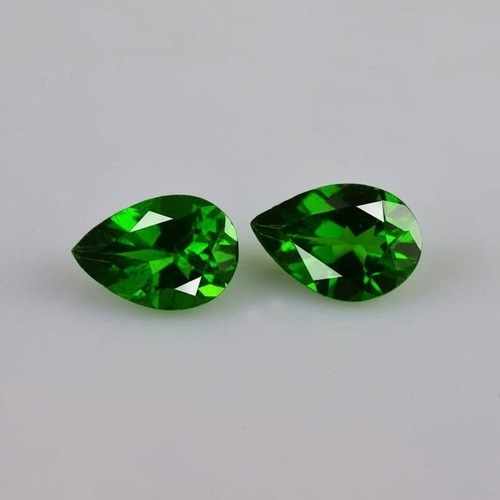 4x6mm Charome Diopside Faceted Pear Loose Gemstones