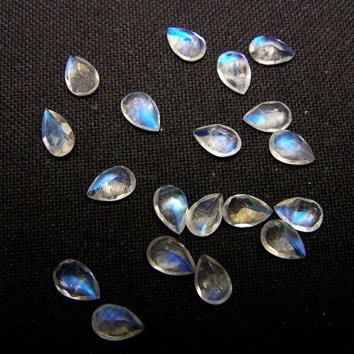 3x5mm Rainbow Moonstone Faceted Pear Loose Gemstones