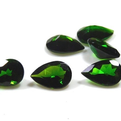 5x8mm Charome Diopside Faceted Pear Loose Gemstones