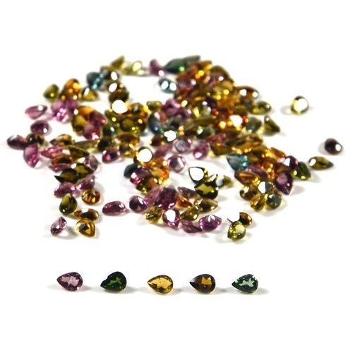 3x5mm Multi Tourmaline Faceted Pear Loose Gemstones