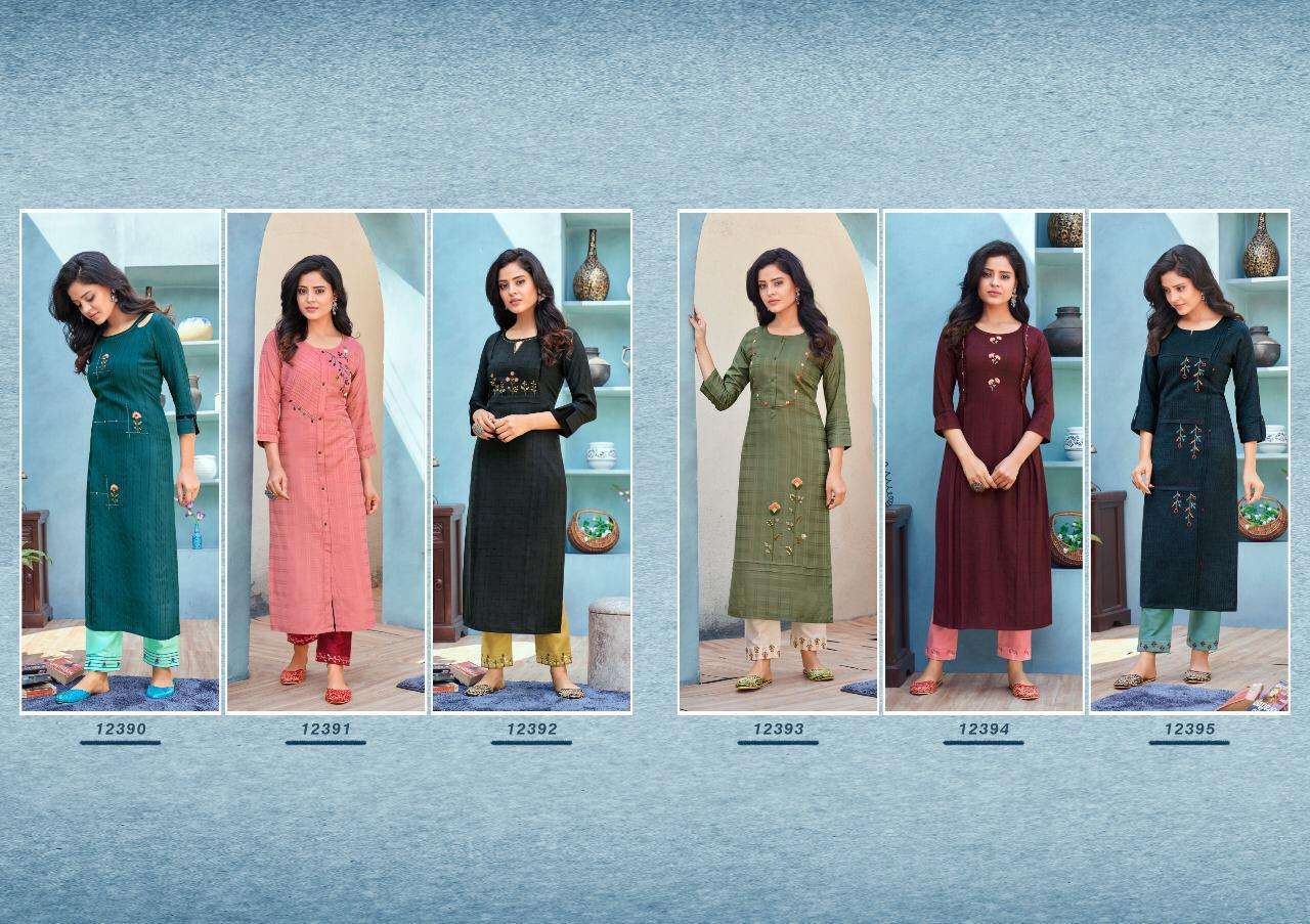 Kalaroop Emli Rayon With Khatli Work Kurti With Pent Catalog