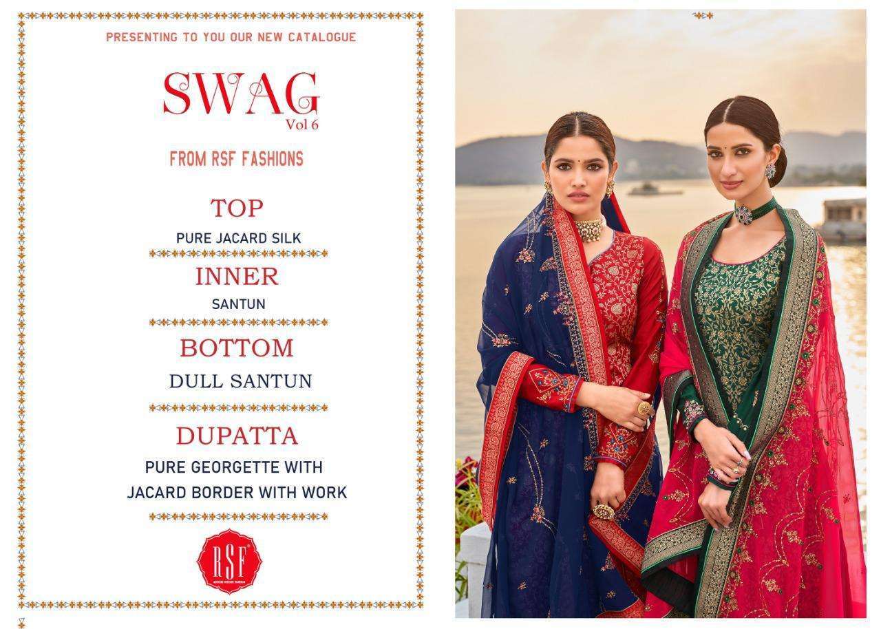Rsf Swag Vol 6 Silk Jacquard Designer Salwar Suit Catalog