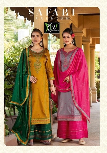 Kessi Safari Premium Jam Silk With Embroidery Work Dress Material Catalog