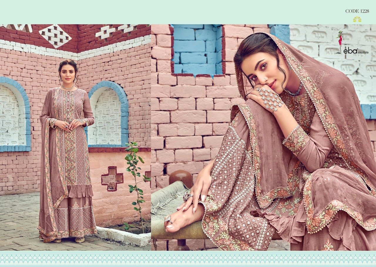 Eba Lifestyle Manjari Fox Georgette With Embroidery Work Designer Suit Catalog
