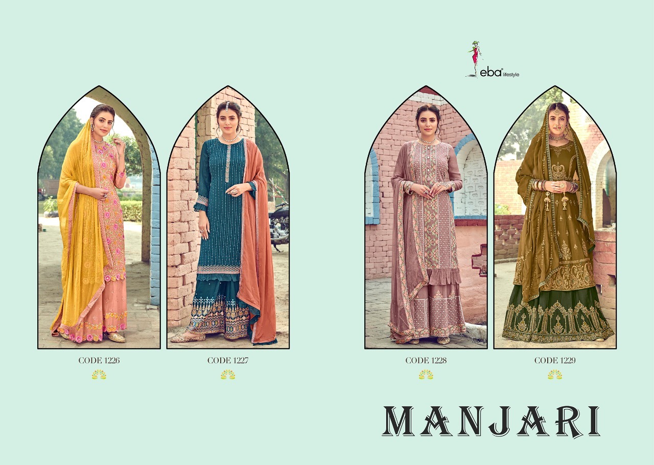 Eba Lifestyle Manjari Fox Georgette With Embroidery Work Designer Suit Catalog