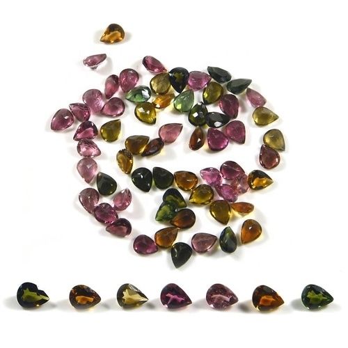 4x6mm Multi Tourmaline Faceted Pear Loose Gemstones Grade: Aaa