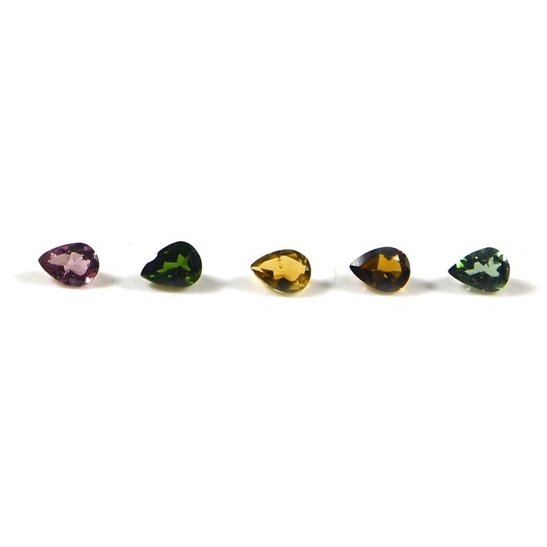 5x8mm Multi Tourmaline Faceted Pear Loose Gemstones