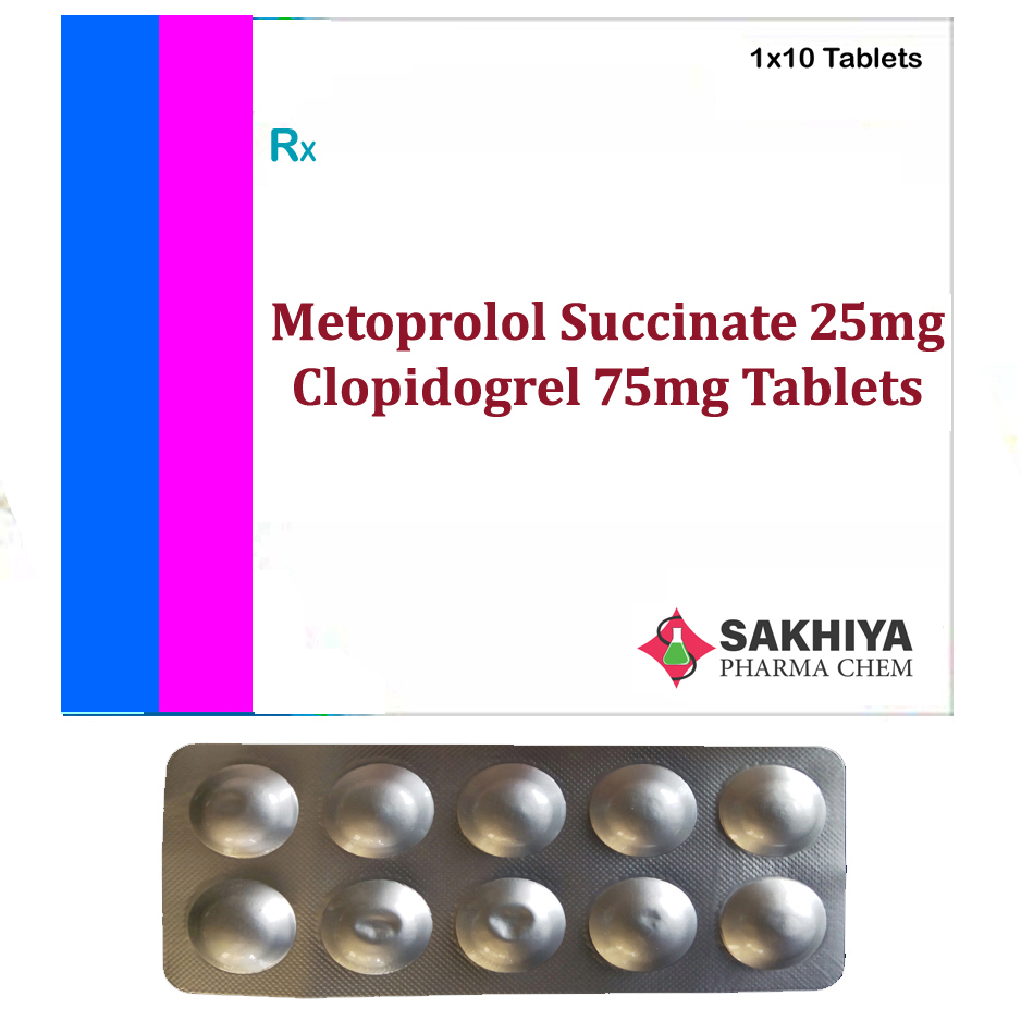 Metoprolol Succinate 25mg + Clopidogrel 75mg Tablets