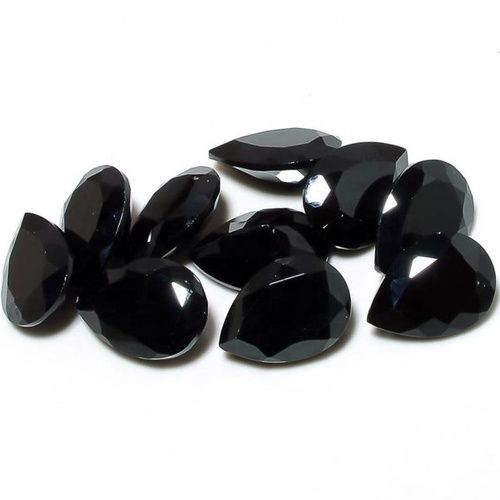 5x7mm Black Spinel Faceted Pear Loose Gemstones