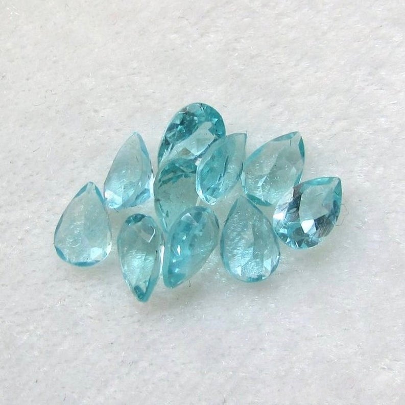 3x5mm Blue Apatite Faceted Pear Loose Gemstones
